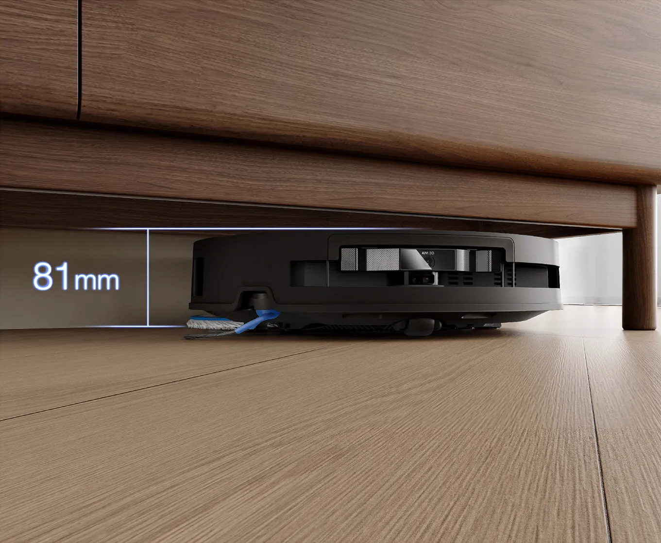 81 mm flacher ECOVACS DEEBOT T50 OMNI Gen3 unter niedrigen Möbeln