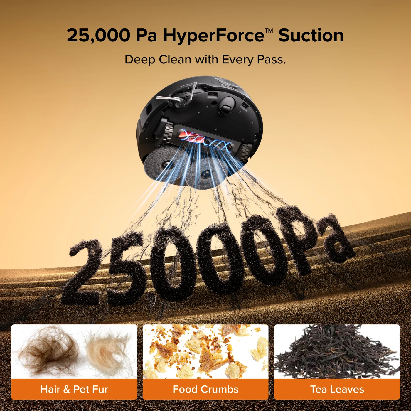 25.000 Pa HyperForce Saugleistung des Roborock Qrevo Edge 2