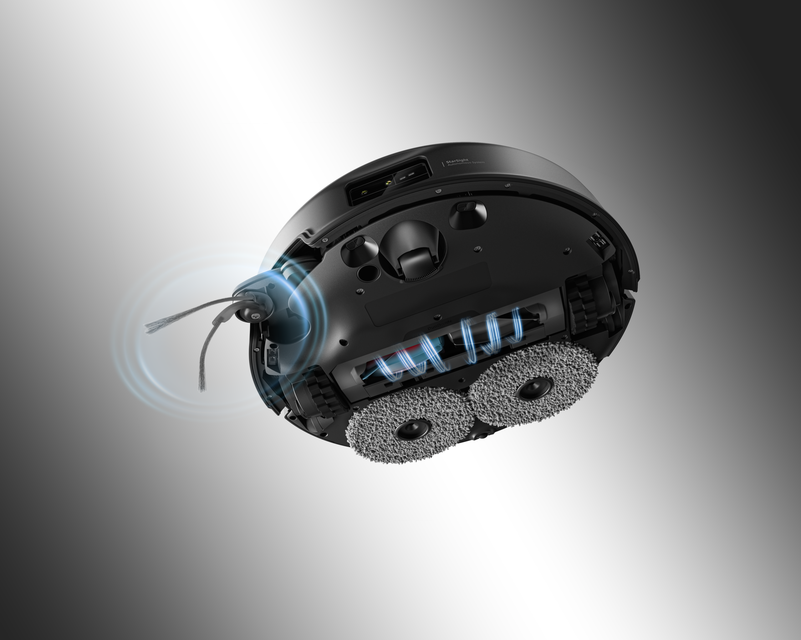 Zwei rotierende Wischmopps des Roborock Saros 20
